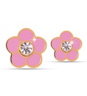 JEWELS PENDIENTE FLOR ROSA ESMALTADA