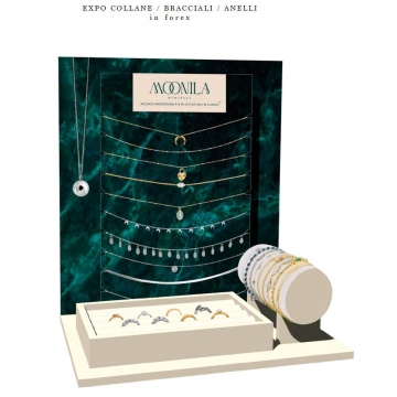 KIT EXPOSITOR MOONILA CADENAS PULSERAS  ANIL 3UD