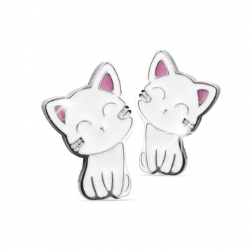 JEWEL PENDIENTES GATITO BLANCO